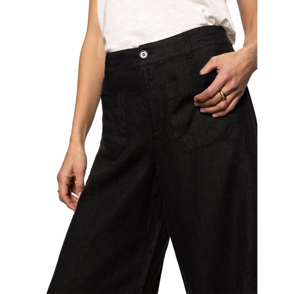 NEW SANCTUARY the linen marine wide leg pant in black - Picture 4 of 6